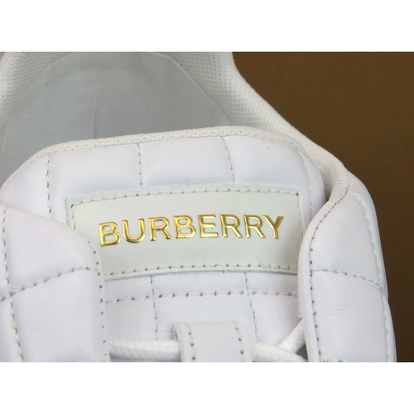$850 BURBERRY AXBURTON WHITE CHECK QUILTED LEATHER LOGO SNEAKERS 11 US 44 ITALY - Picture 7 of 15